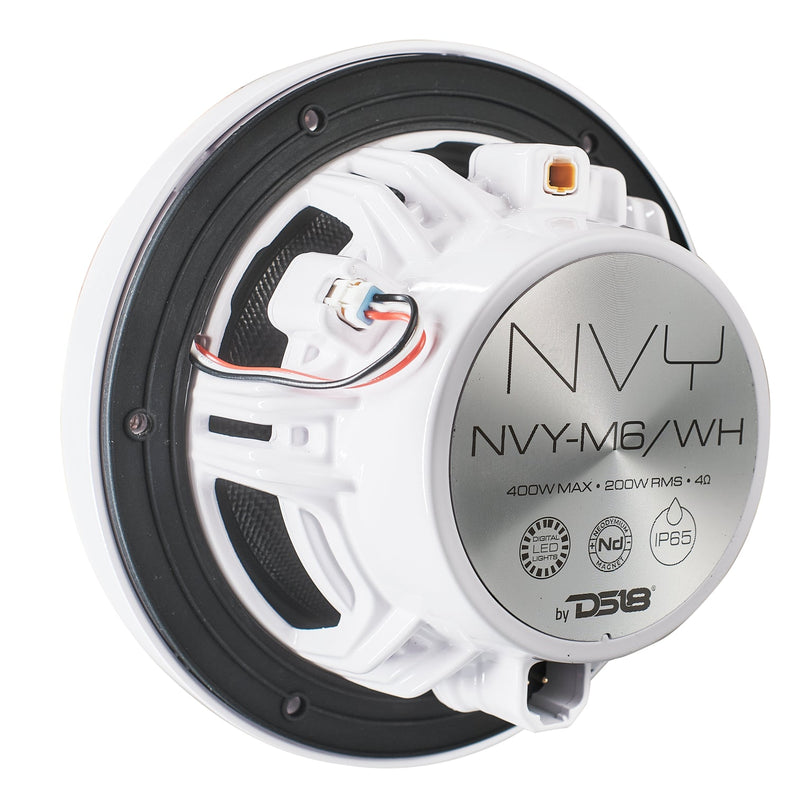 6.5” Marine Coaxial Speaker With Kevlar Cone, Bullet Tweeter, Neodymium Magnet, and Digital LED Lights | 200W RMS 4-Ohm