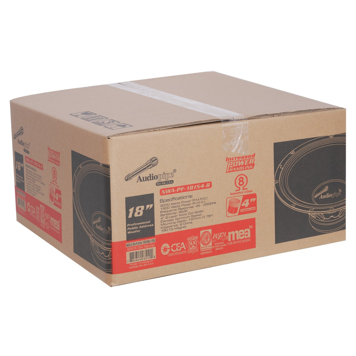 18” Professional Public Address Woofer (NWA-PF-18154-8) Audiopipe