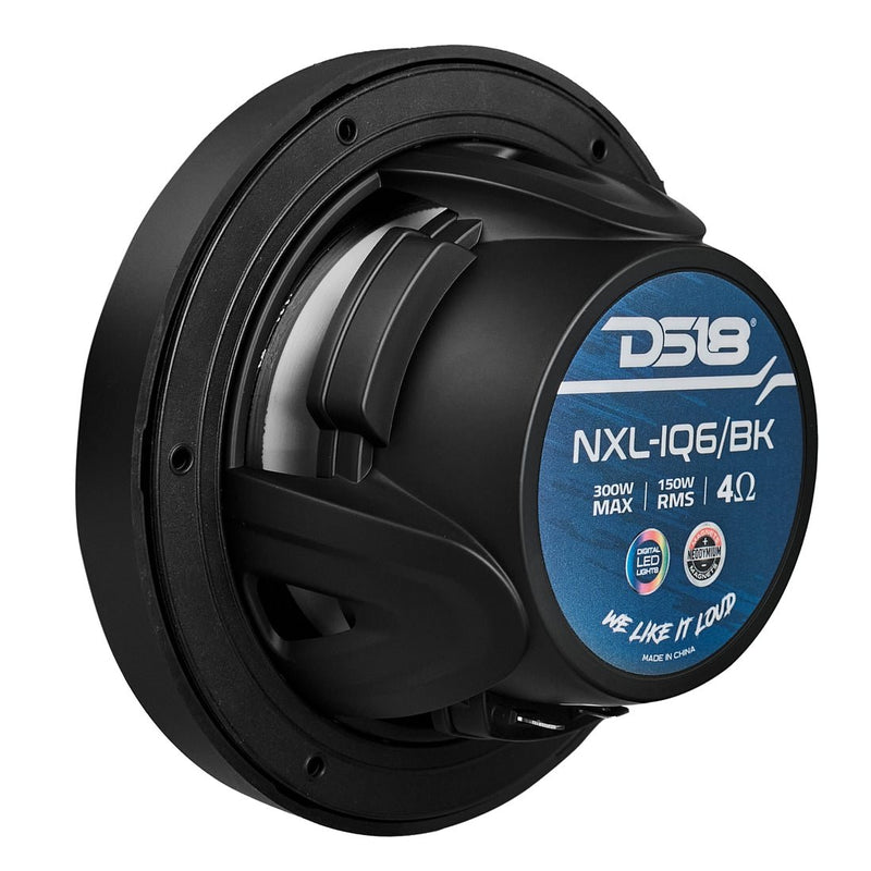 NXL 6.5" 2-Way Coaxial Marine Speaker With Digital Led Lights And Bullet Tweeter | 150W RMS 4-Ohm