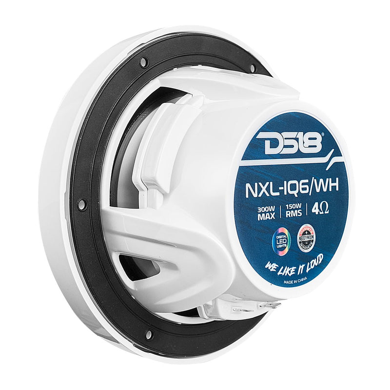 NXL 6.5" 2-Way Coaxial Marine Speaker With Digital Led Lights And Bullet Tweeter | 150W RMS 4-Ohm