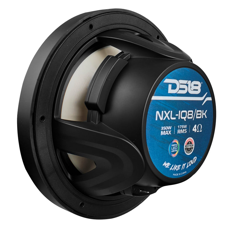 NXL 8" 2-Way Coaxial Marine Speaker With Digital Led Lights And Bullet Tweeter | 175W RMS 4-Ohm