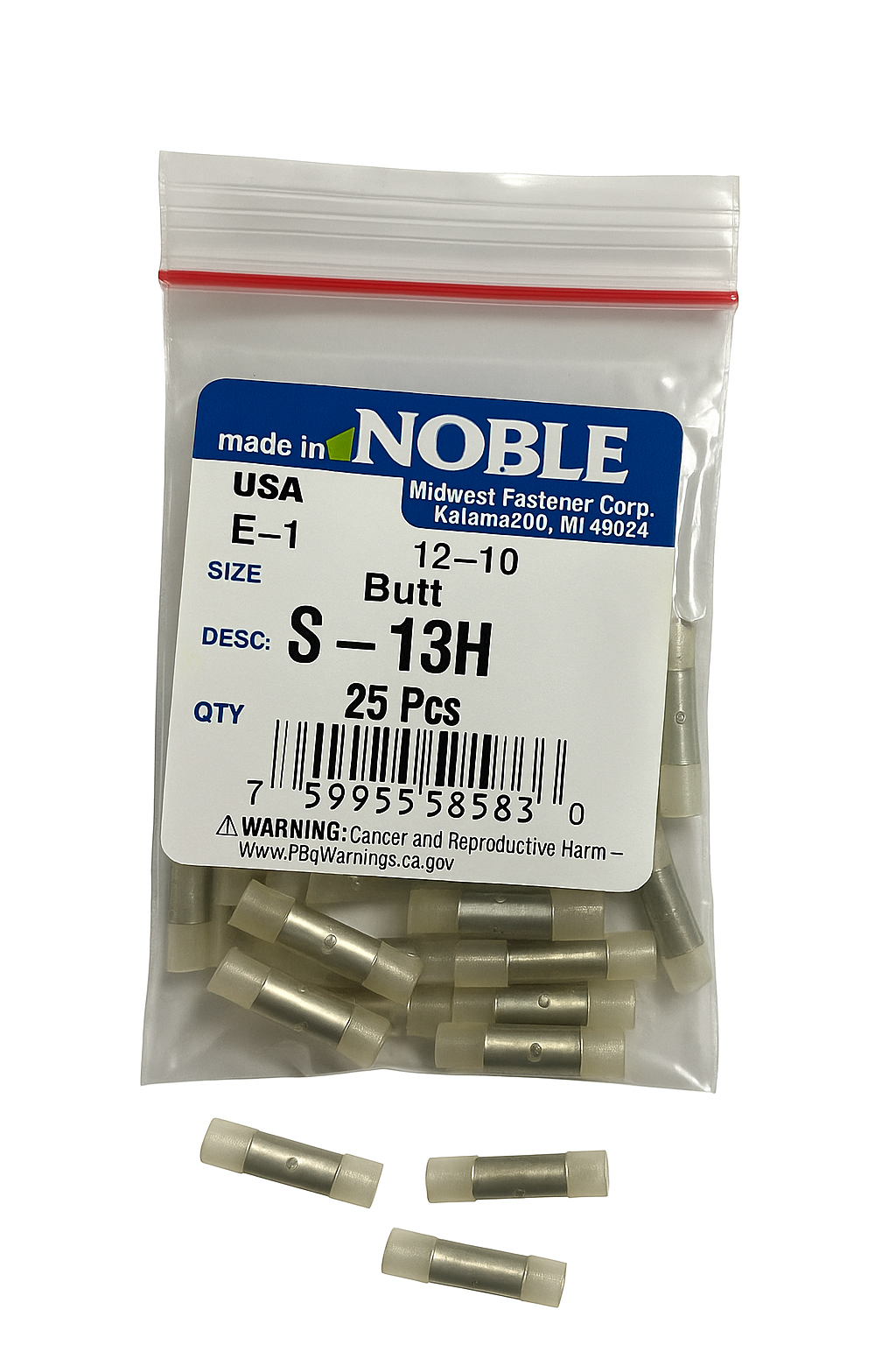 Noble Terminal Butt Splice – Nylon 12–10 GA (25-Pack) #S-13H Noble