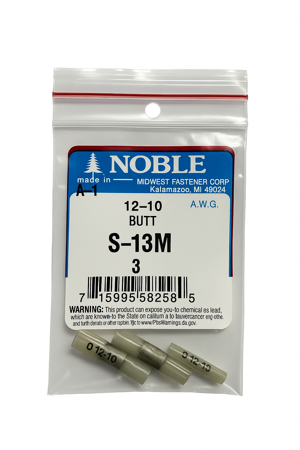 Noble Terminal Butt Splice – Nylon 12–10 GA (3-Pack) #S-13M Noble
