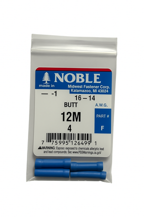 Noble Terminal Butt Splice – Vinyl 16–14 GA (4-Pack) #12M Noble