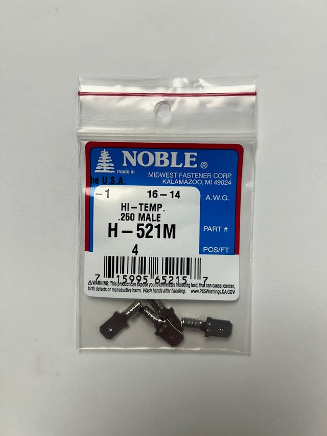 Noble Terminal Disconnect Male High-Temp – .250 16-14GA (4-Pack) #H-521M Noble