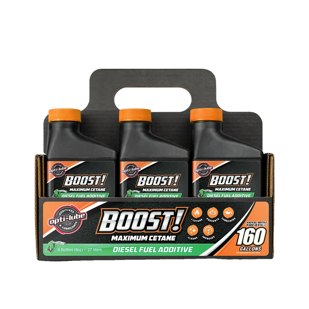 Opti-Lube Boost! Maximum Cetane Formula Diesel Fuel Additive: 8oz 6 Pack, Treats up to 160 Gallons per 8oz Bottle