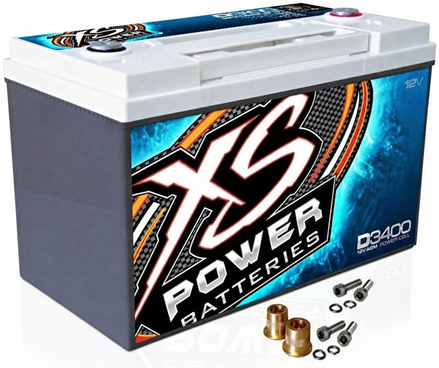 XS Power D3400 12V Group 34 AGM 3300 Amp Battery w/ FREE 580 Top Post Terminals XS Power