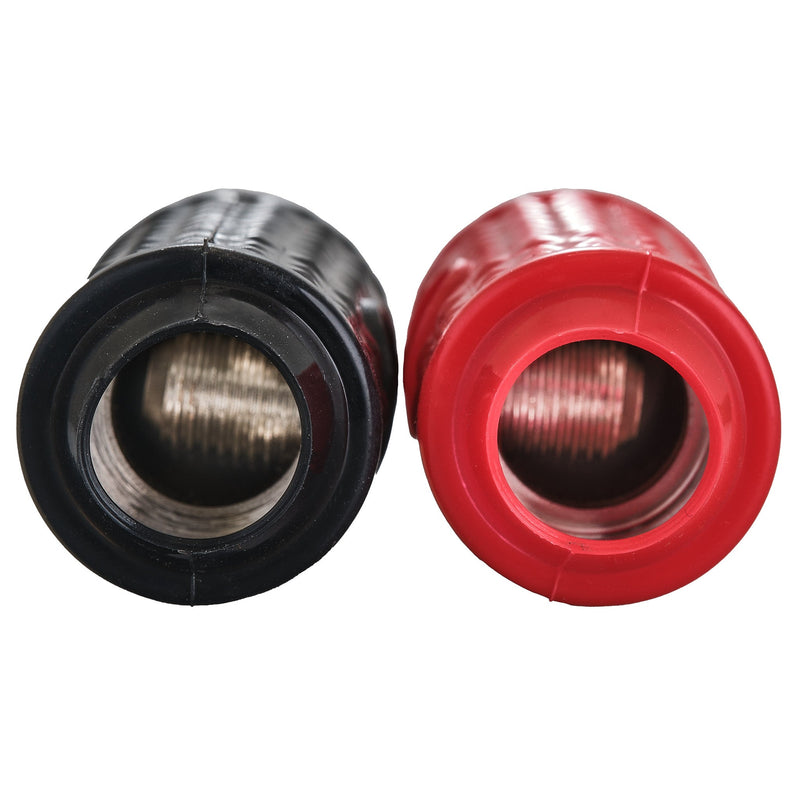 1/0-GA to 1/4-GA Amp Input Reducers with Offset Stub and Silicone Cover - BLACK/RED