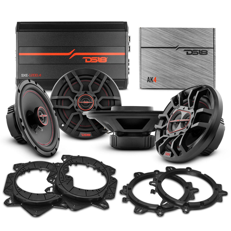 Full-Range 6.5” & 6x9” Coaxial Speaker Kit - With OEM Speaker Adapters, Amplifier & Wiring Kit
