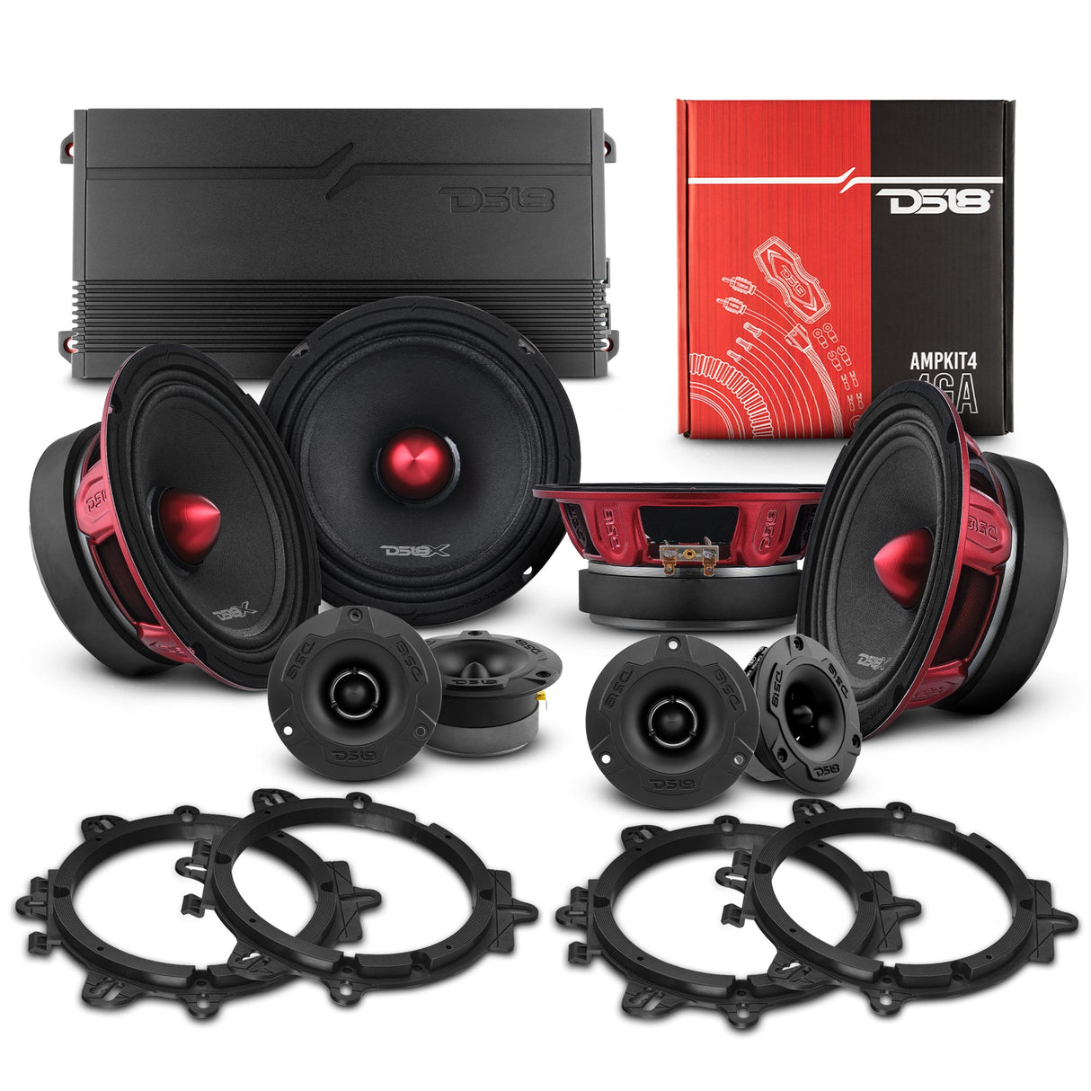 PRO Audio 6.5″ Speaker Upgrade Kit –  With OEM Speaker Adapters, Amplifier & Wiring Kit DS18