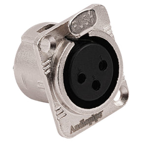 3 PIN XLR Female Chassis Socket (PRA-3FD-NKL) Audiopipe