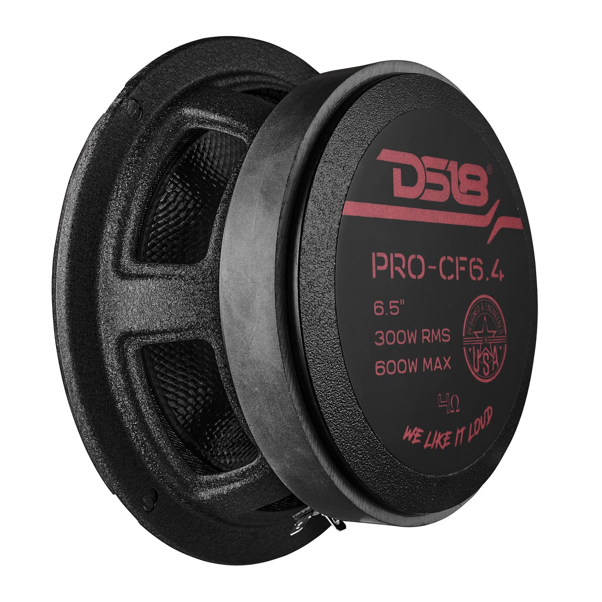 6.5” Motorcycle & Motorsports Loudspeaker With Water Resistant Carbon Fiber Cone | 4-Ohm 300W RMS DS18