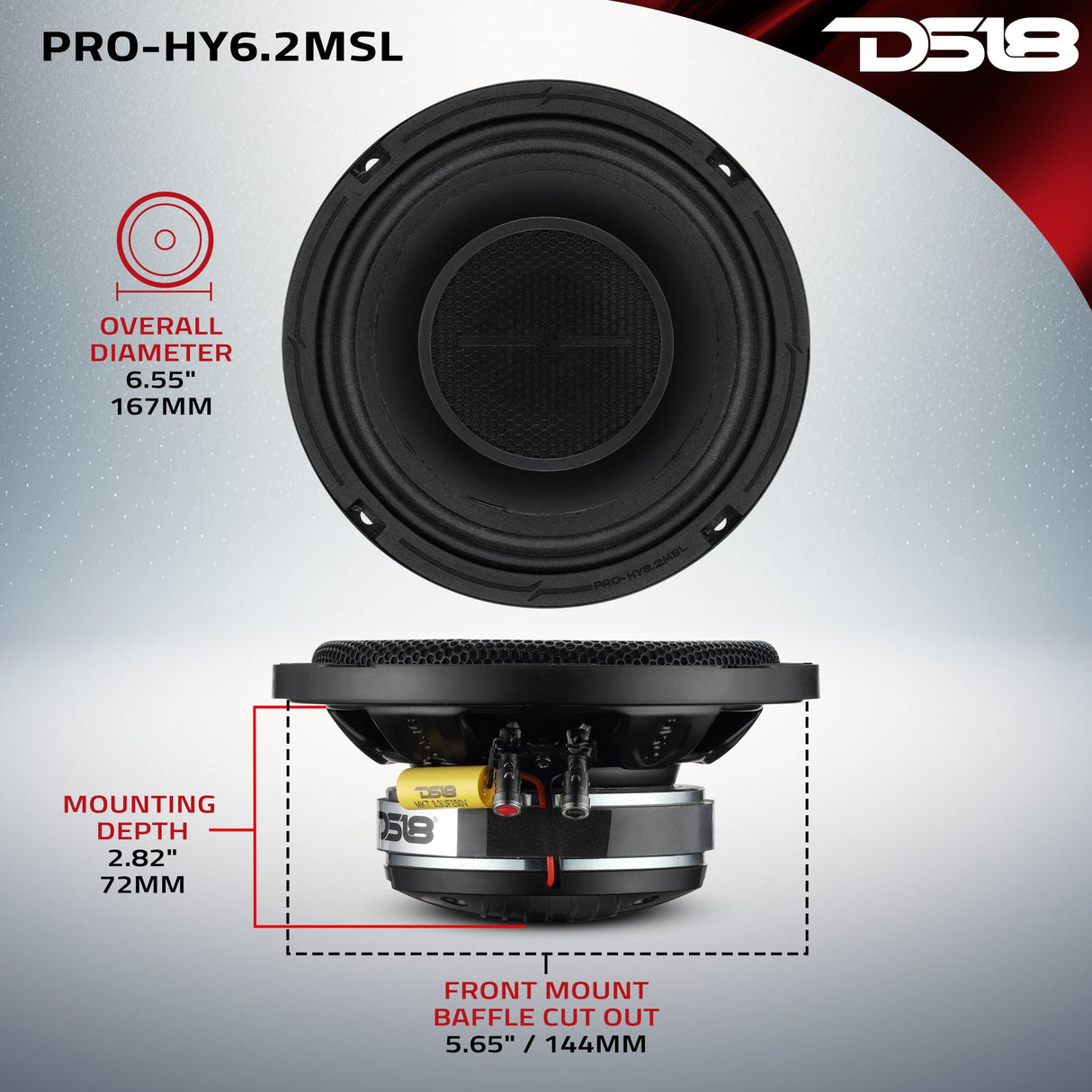 PRO 6.5" Hybrid Slim Loudspeaker with a 1" Compression Driver Horn | 150W RMS 2-Ohm
