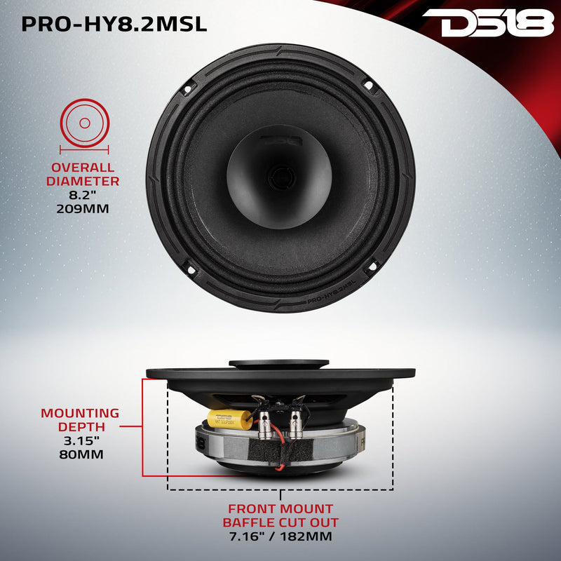 PRO 8" Hybrid Slim Loudspeaker with a 1" Compression Driver Horn | 200W RMS 2-Ohm