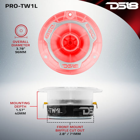 3.8" Super Bullet Tweeter with 1" Aluminum Voice Coil with RGB LED Lights