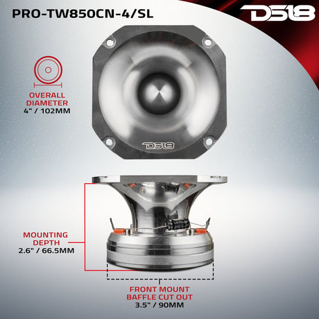 4" High Compression Tweeter | Neodymium Magnet | 4-Ohm