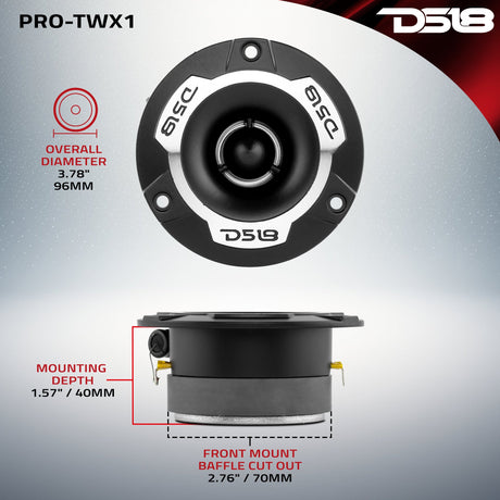 3.8" Super Bullet Tweeter 120W RMS 1" Aluminum 4-Ohm Vc