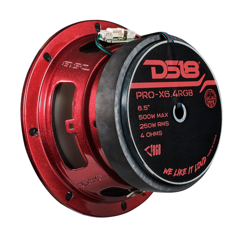 6.5" Mid-Range Loudspeaker with Dual RGB LED For Cone & Dust Cap 250 Watts 4-Ohm