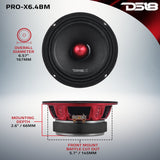 PRO-X 6.5" Mid-Range Loudspeaker with Bullet and OEM Adapter Kit | 250W RSM 4-Ohm