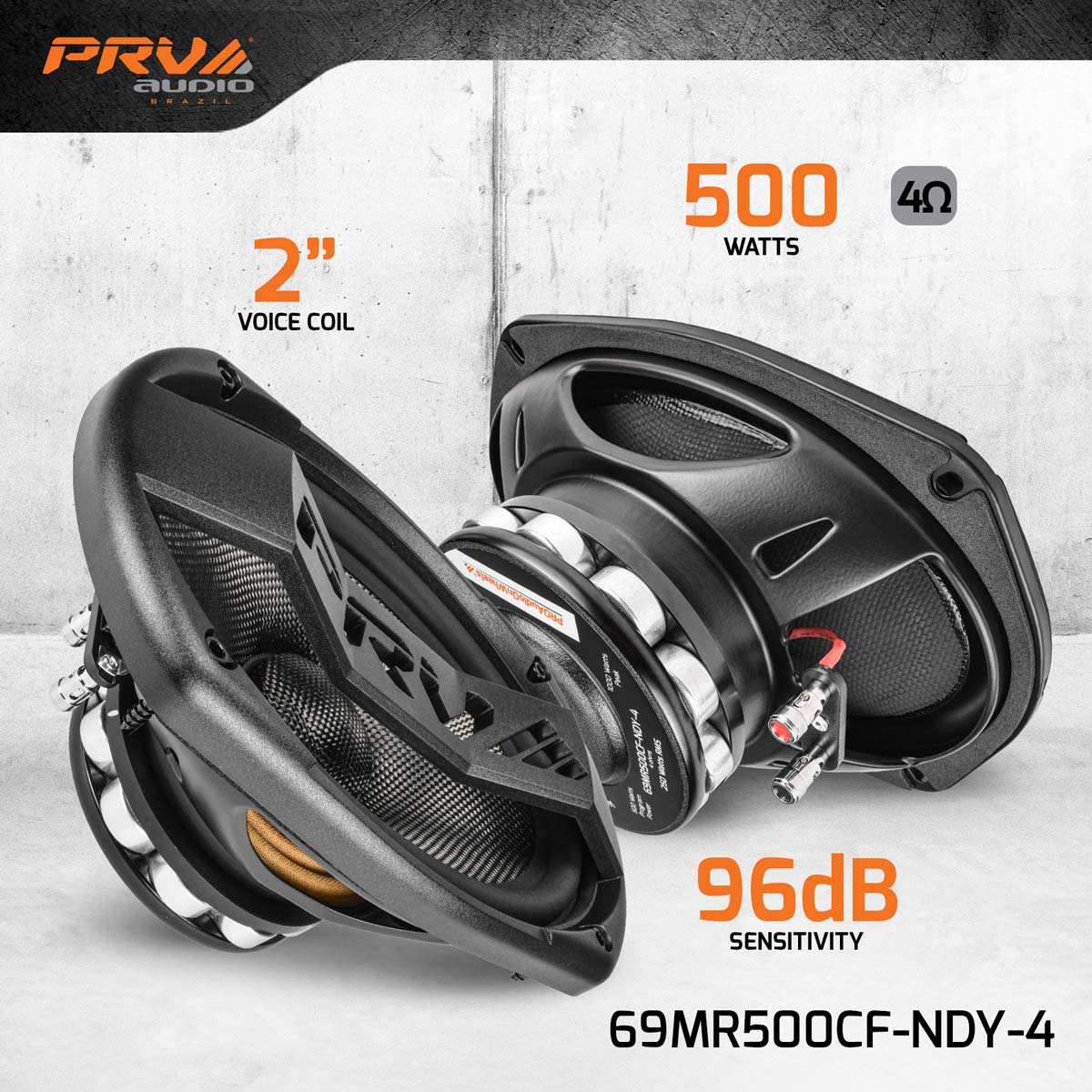 PRV AUDIO Carbon Fiber 6x9 Midrange Speaker 500 Watts 4 Ohm Neodymium 69MR500CF-NDY-4 (PAIR) PRV