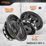 PRV AUDIO Carbon Fiber 6.5" Midrange Speaker 500 Watts 4 Ohm Neodymium 6MR500CF-NDY-4 PRV