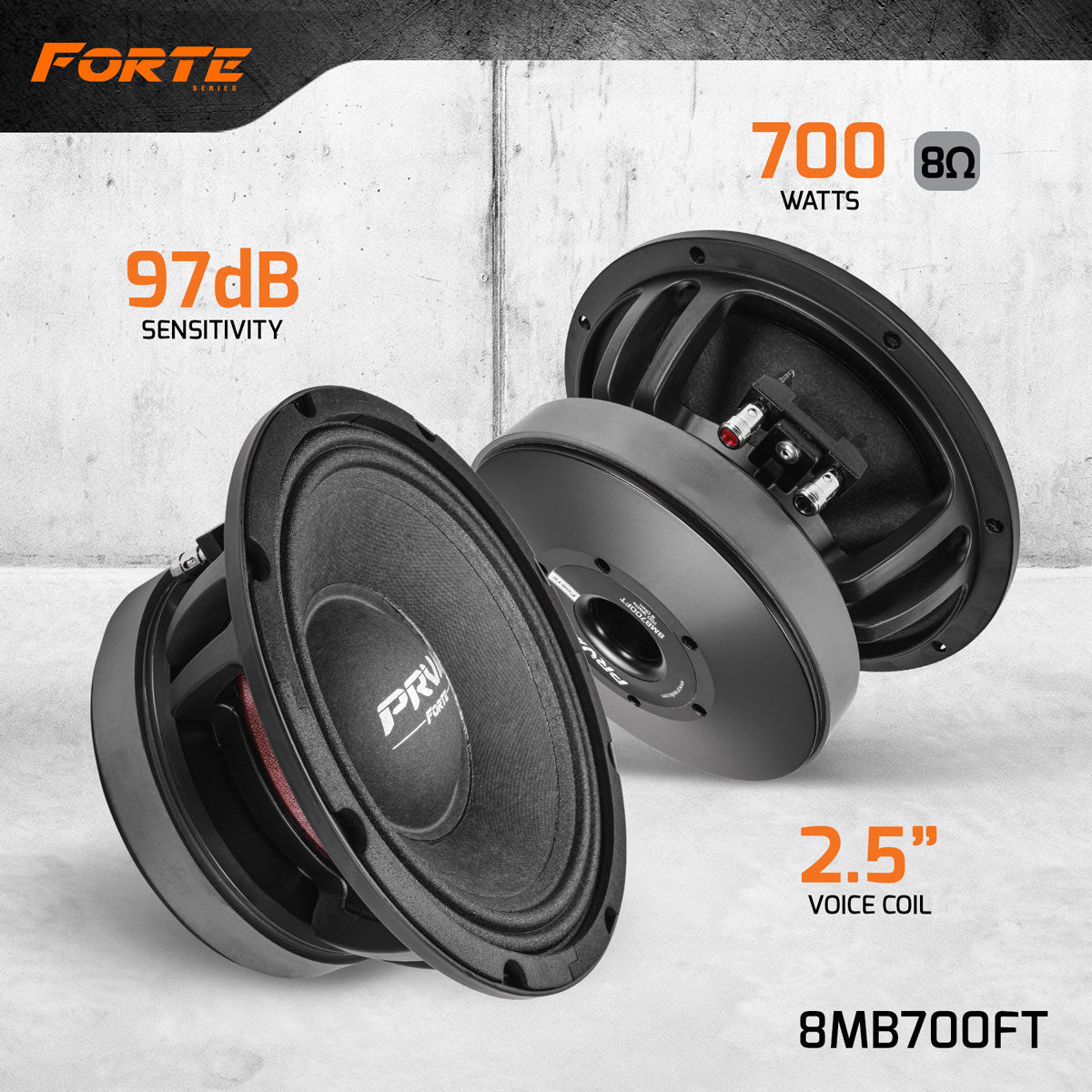 PRV 8″ Midbass Speaker 8MB700FT 700 Watts / 8 Ohm High Power PRO Audio Low Frequency Loudspeaker PRV