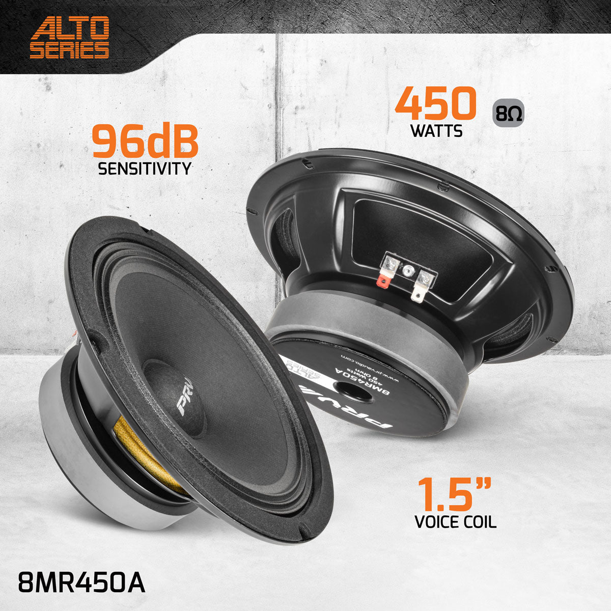 PRV AUDIO 8MR450A 8 Inch Midrange Speaker, 8 Ohms, 450 Watts PRV