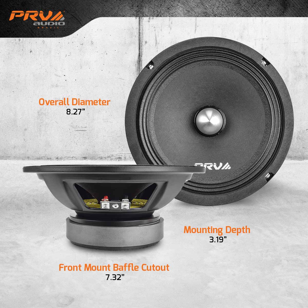 PRV AUDIO 8 Inch Midrange Speaker 8MR500-4 Bullet, 500 Watts Program Power, 4 Ohm PRV