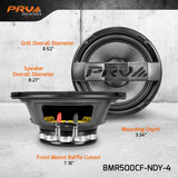 PRV AUDIO Carbon Fiber 8" Midrange Speaker 500 Watts 4 Ohm Neodymium 8MR500CF-NDY-4 Water Resistant Pro PRV
