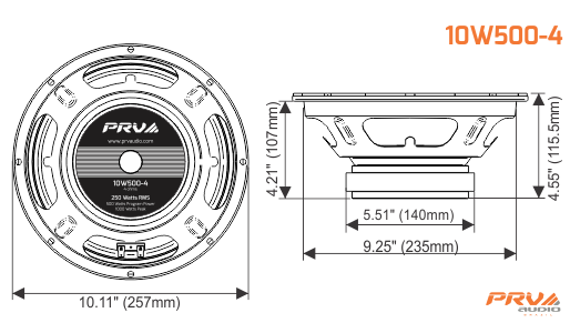 PRV Audio 10W500-4 10 Inch Pro Audio Woofer 4 Ohms