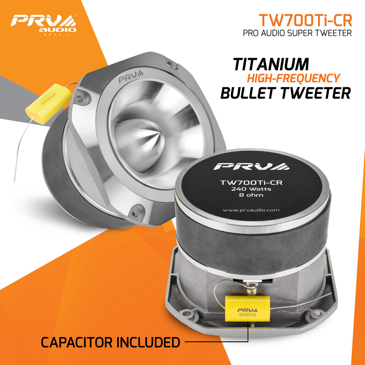 TW700Ti-CR | Super Tweeter, 4" Titanium 8 Ohm Chrome PRV