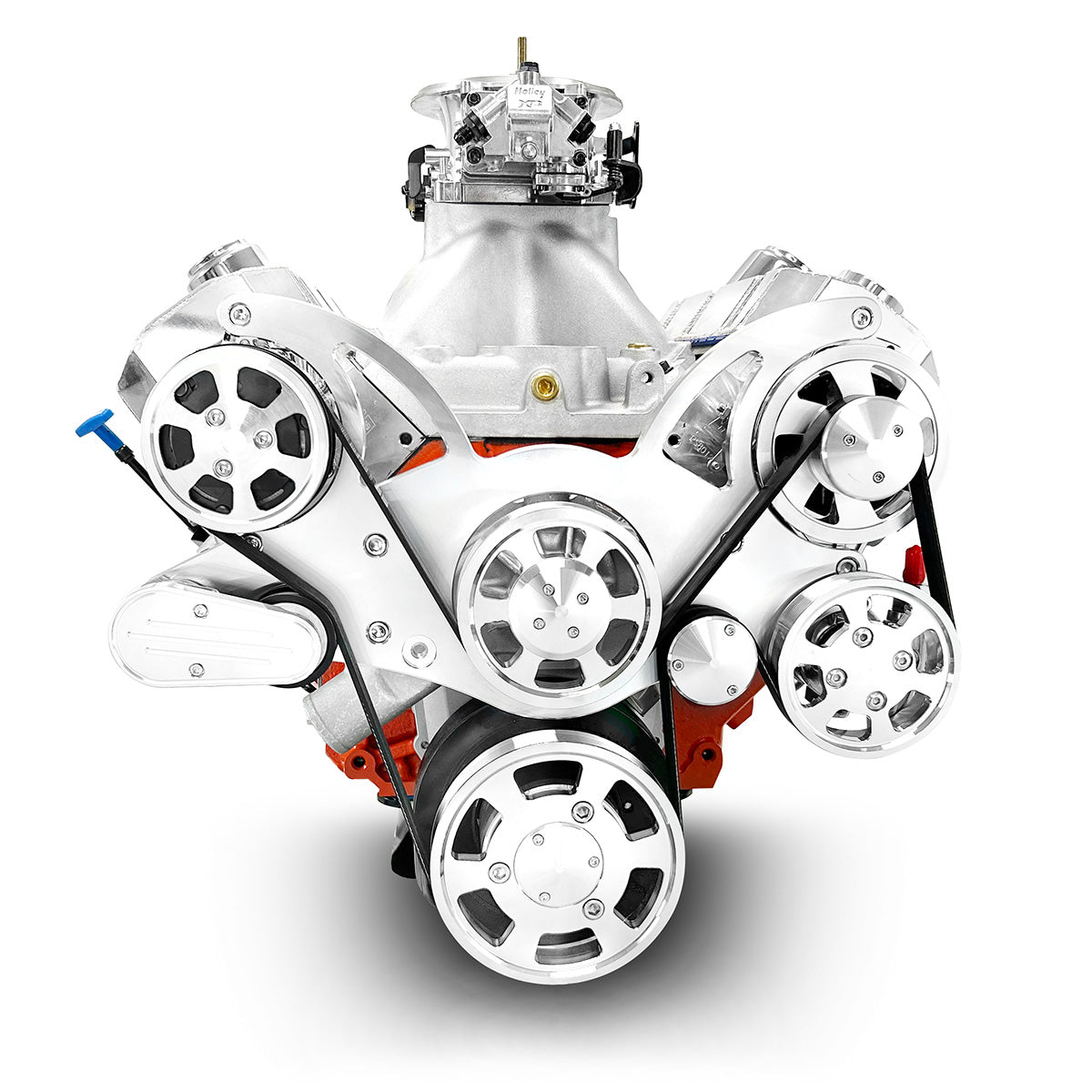 GM Big Block Compatible 572 c.i. Pro Series Engine - 750 Horsepower - Deluxe Dressed - Polished Pulley Kit - Carbureted