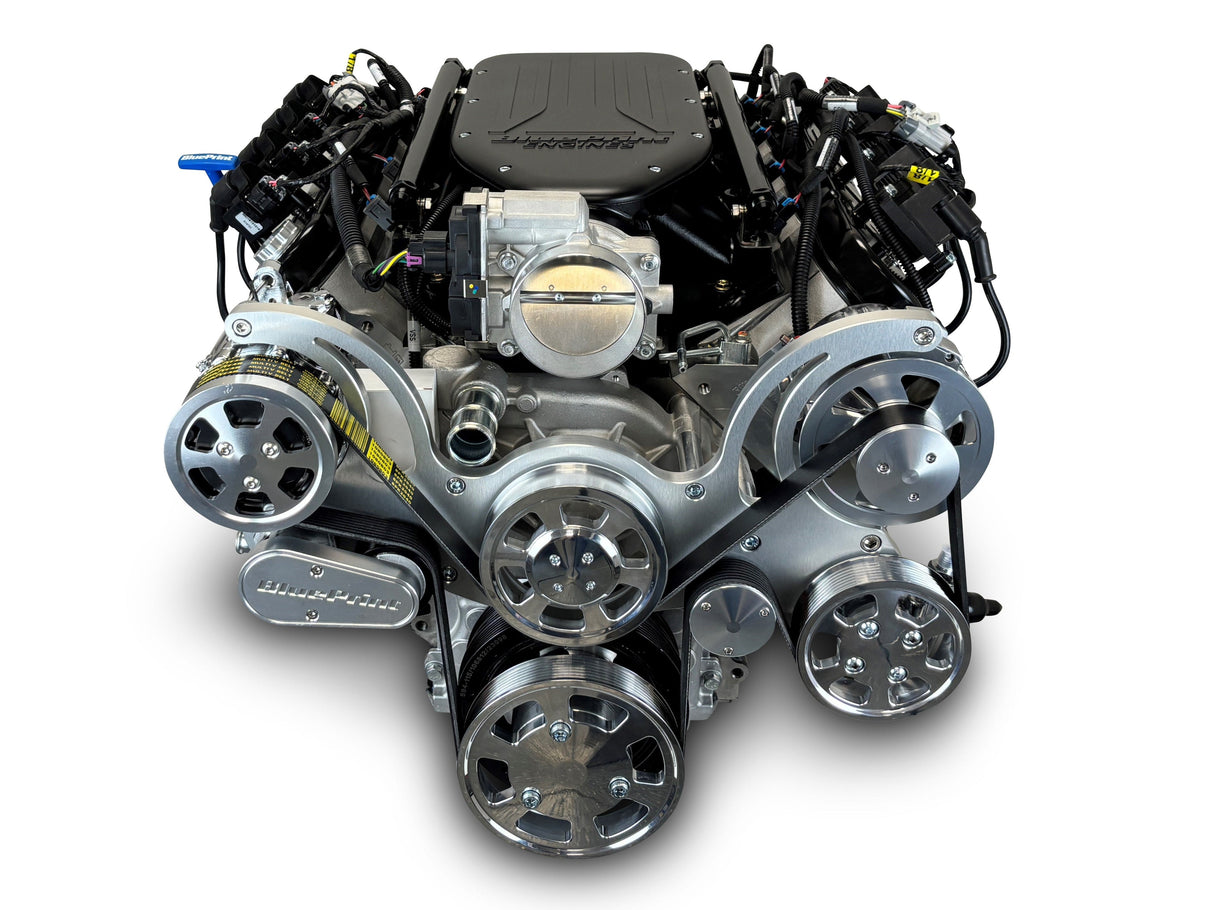 GM LS Compatible 376 c.i. Pro Series Engine - 510 Horsepower - Deluxe Dressed - Polished Pulley Kit - Holley Terminator X EFI System