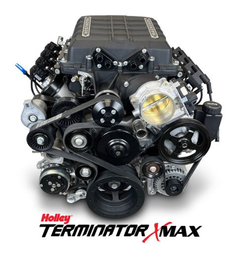 GM LS Compatible 427 c.i. Pro Series Engine - 830 Horsepower - Deluxe Dressed - Black Pulley Kit - Holley Terminator X EFI System