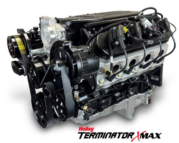 GM LS Compatible 427 c.i. Pro Series Engine - 585 Horsepower - Deluxe Dressed - Black Pulley Kit - Holley Terminator X EFI System