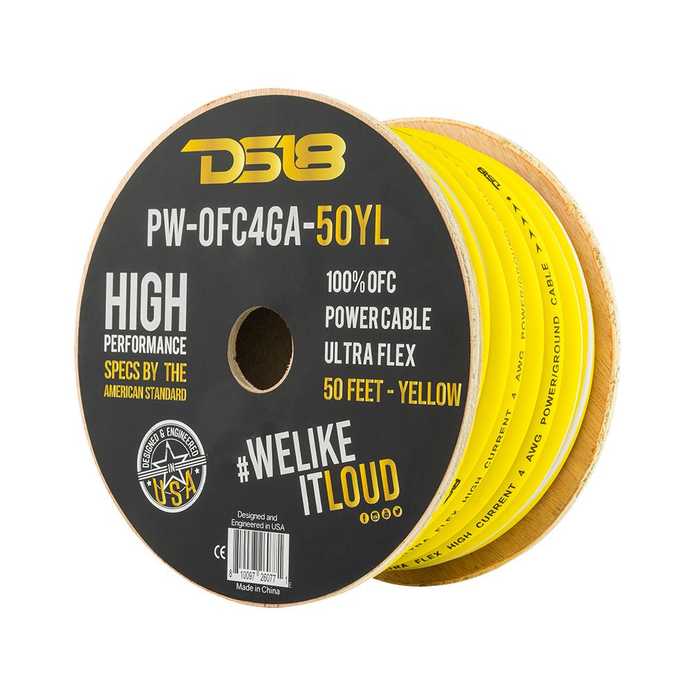 4-GA 100% OFC Ground, Power Cable, 50 Feet -Yellow