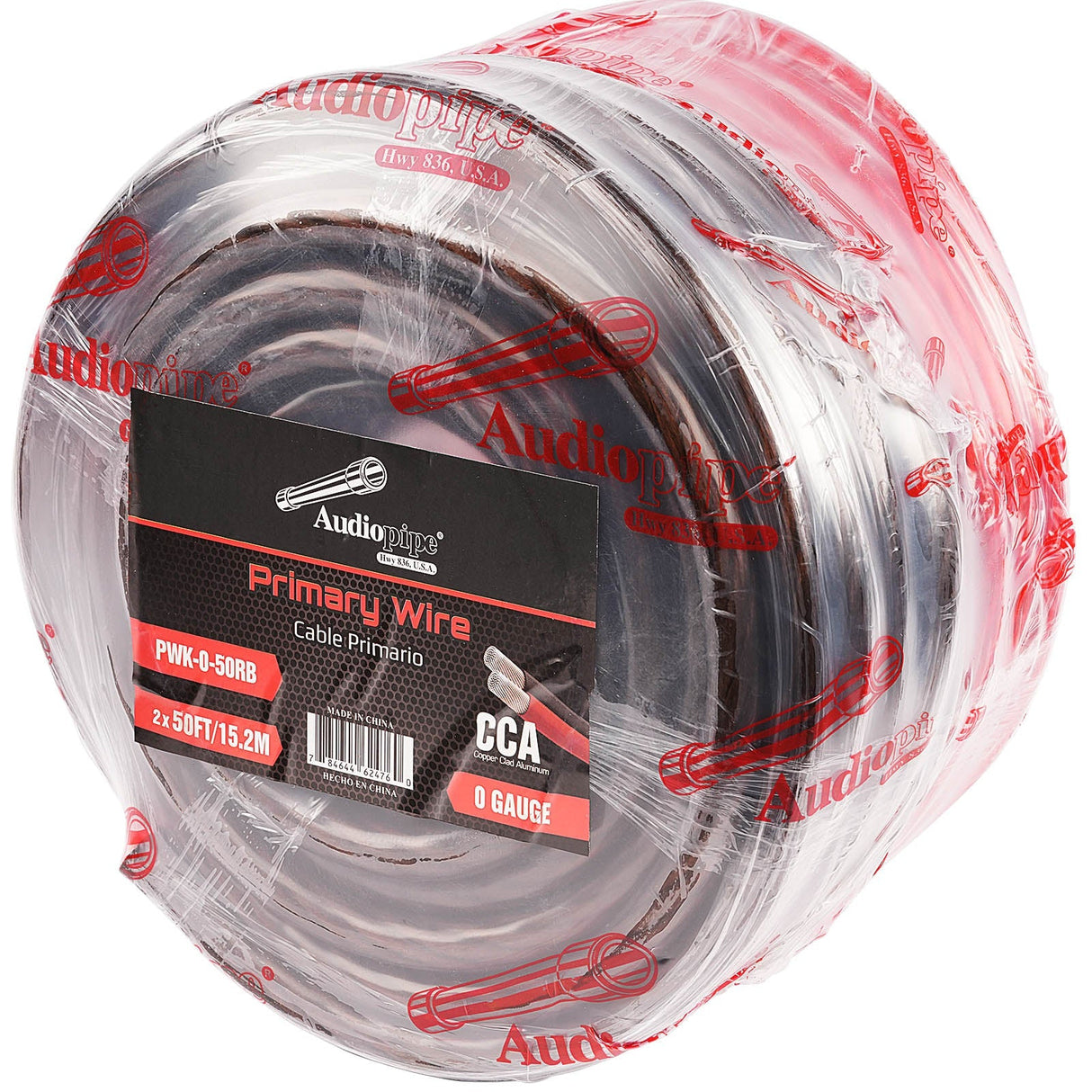 50Ft 0 Gauge Black and 50Ft 0 Gauge Red Primary Wire (PWK-0-50RB) Audiopipe