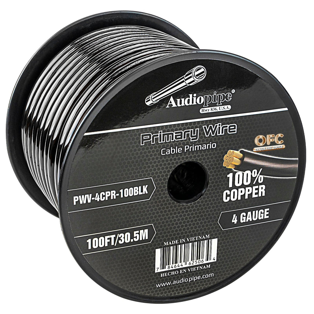 100Ft 4 Gauge Primary Wire (PWV-4CPR-100BLK) Audiopipe