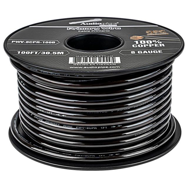 100Ft 8 Gauge Primary Wire (PWV-8CPR-100B) Audiopipe
