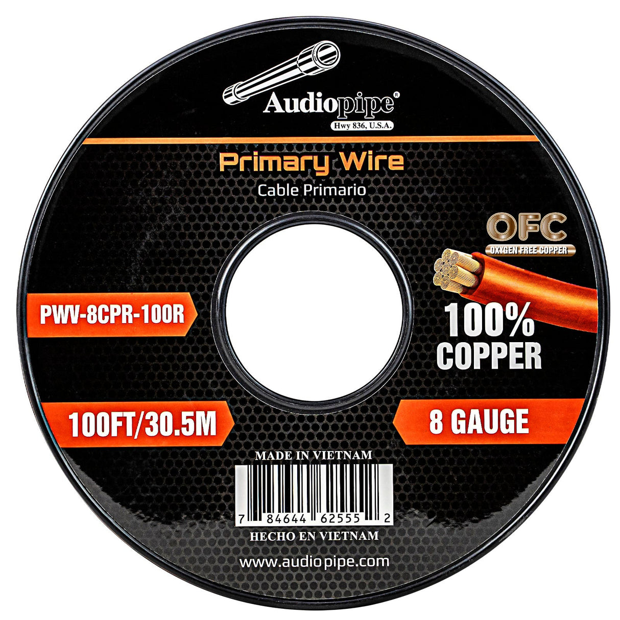 100Ft 8 Gauge Primary Wire (PWV-8CPR-100R) Audiopipe