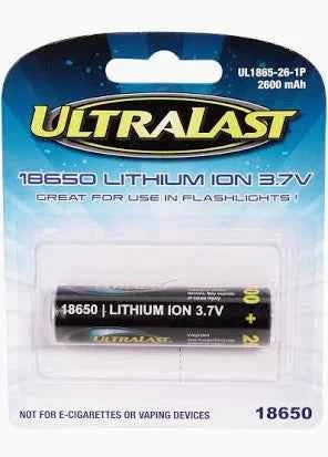UltraLast Lithium Ion 18650 3.7 V 2600 mAh Rechargeable Battery UL1865-26-1P 1 pk UltraLast