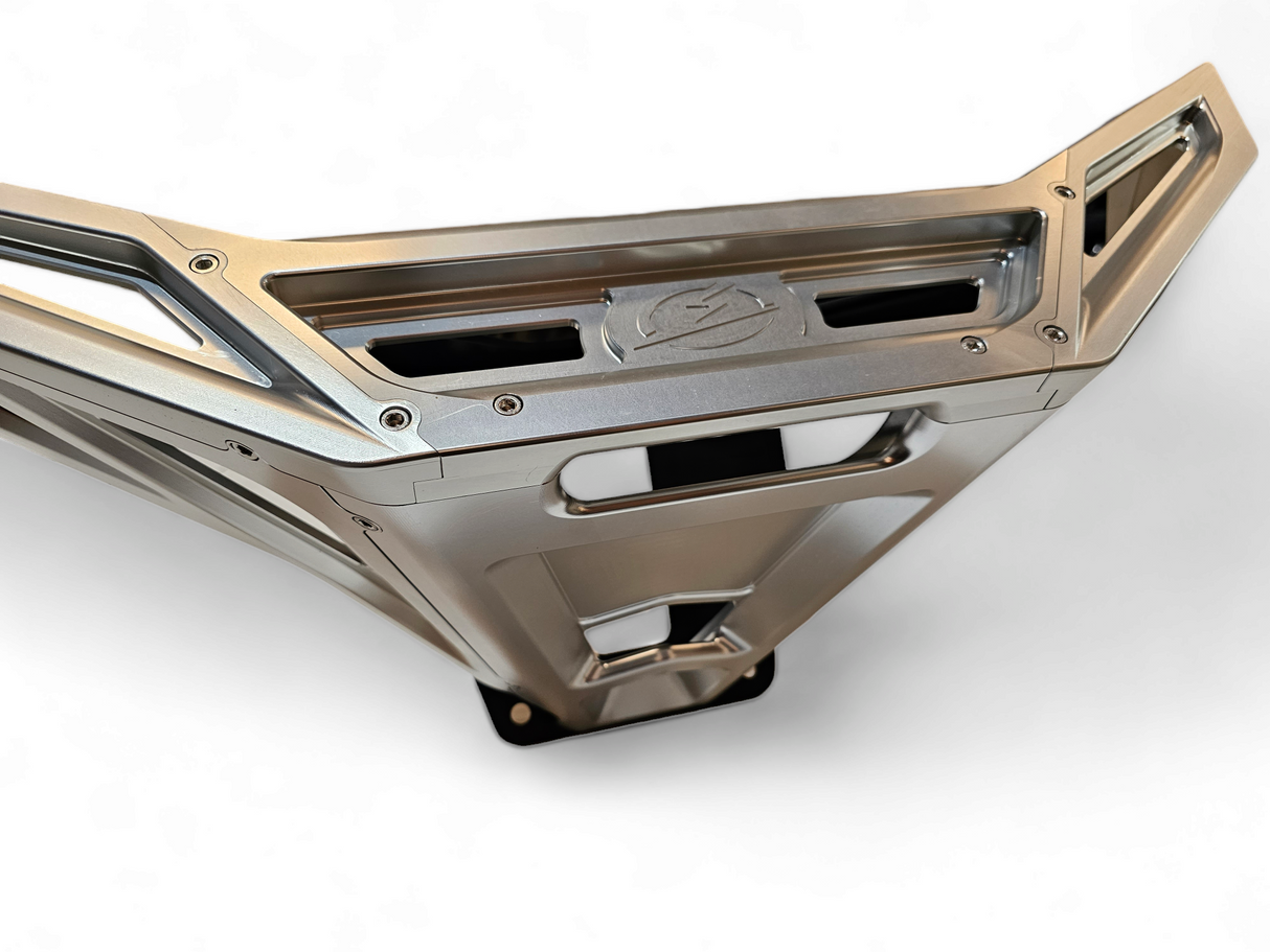 2022-2026 Polaris RZR Pro R, Pro S, Turbo R Machined Billet Front Winch Bumper (Clear Anodize) www.elektricoffroad.com