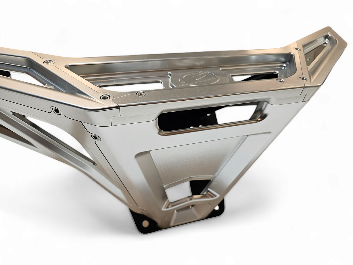 2022-2026 Polaris RZR Pro R, Pro S, Turbo R Machined Billet Front Winch Bumper (Clear Anodize) www.elektricoffroad.com