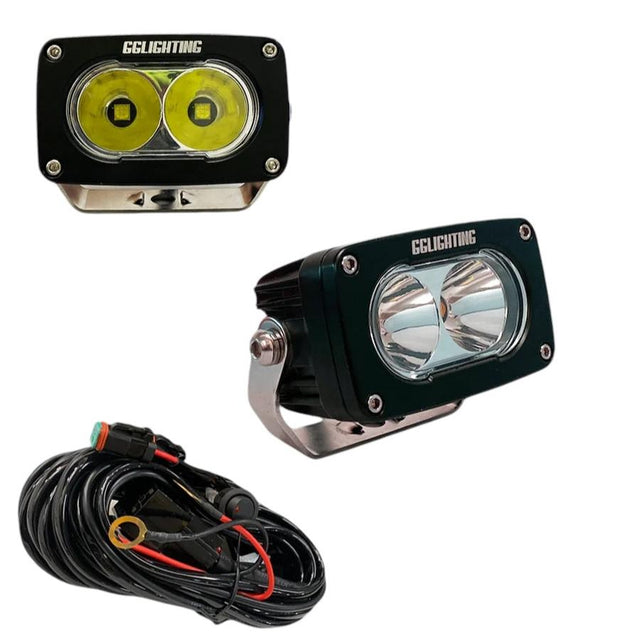 GP10 Offroad LED Pod Bundle White With Free Wiring Harness GGLighting