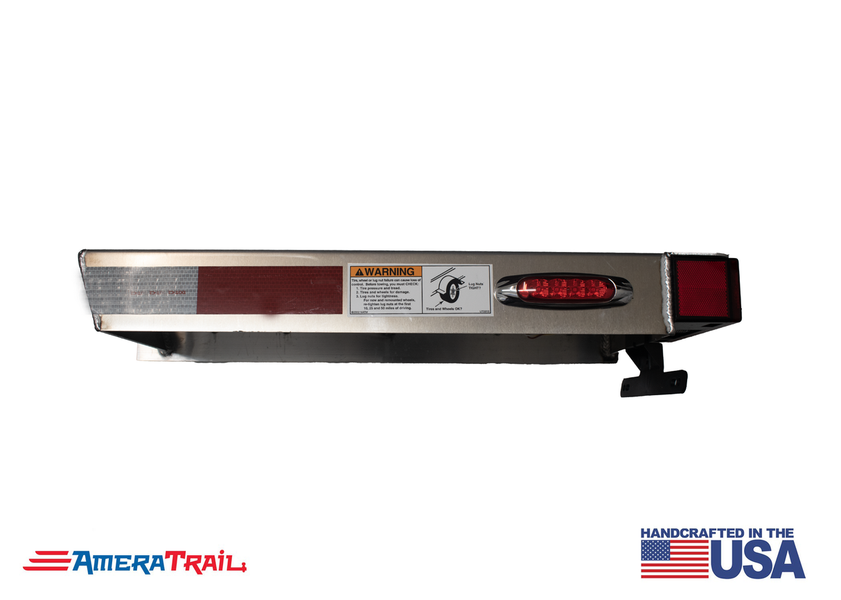 Deluxe Rear 22" / 28" PORT Side / Left Side - Channel Trailer Step, Secures Fender, Includes Non-Skid Reflective Tape, and Led Light