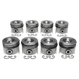 1994-2003 Powerstroke 7.3L Mahle Set of 8 Pistons w/ Rings - Standard - Reduced Compression (224-3409WR)