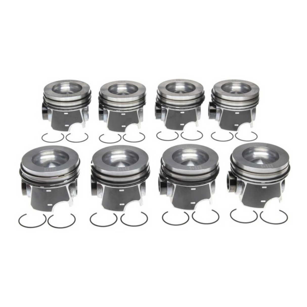 2008-2010 Powerstroke 6.4L Mahle Set of 8 Pistons w/ Rings - .50MM - Reduced Compression (224-3953WR-.050)