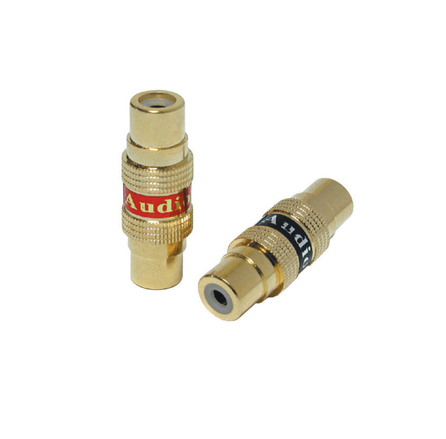 Q-119 Gold RCA Plug to RCA Plug Connector Audiopipe