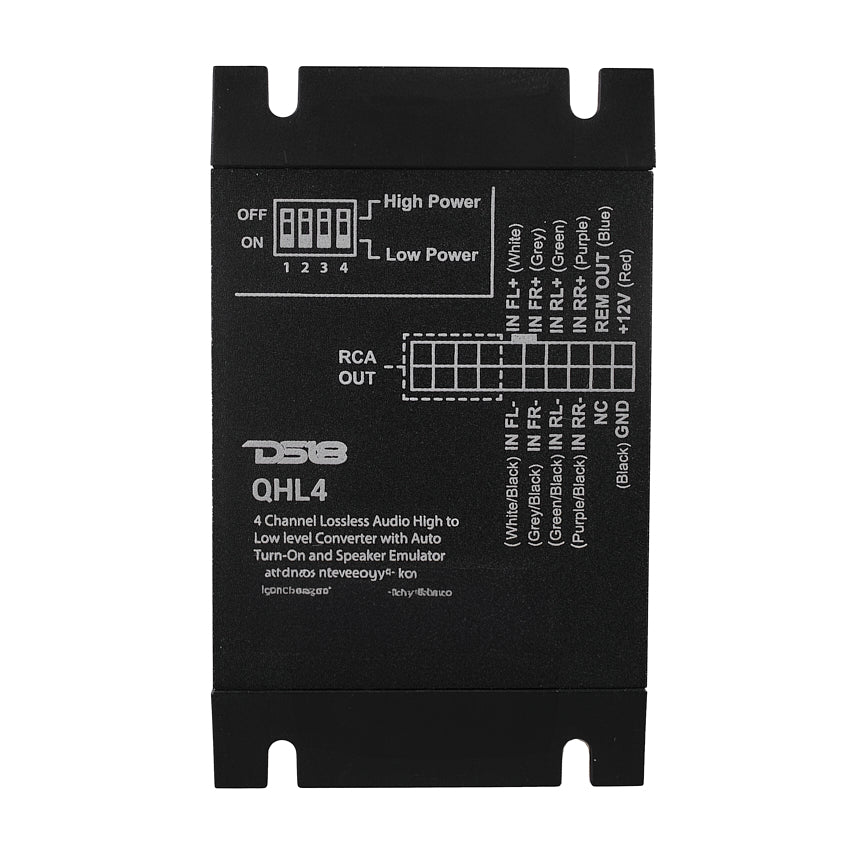 4-Channel Lossless Audio Line Output Converter with Auto Turn-On And Speaker Emulator