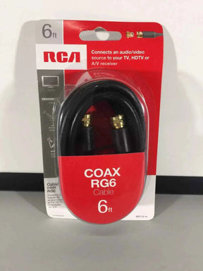 RCA Coax RG6  Black Cable 6 Ft. VH606R TekShack